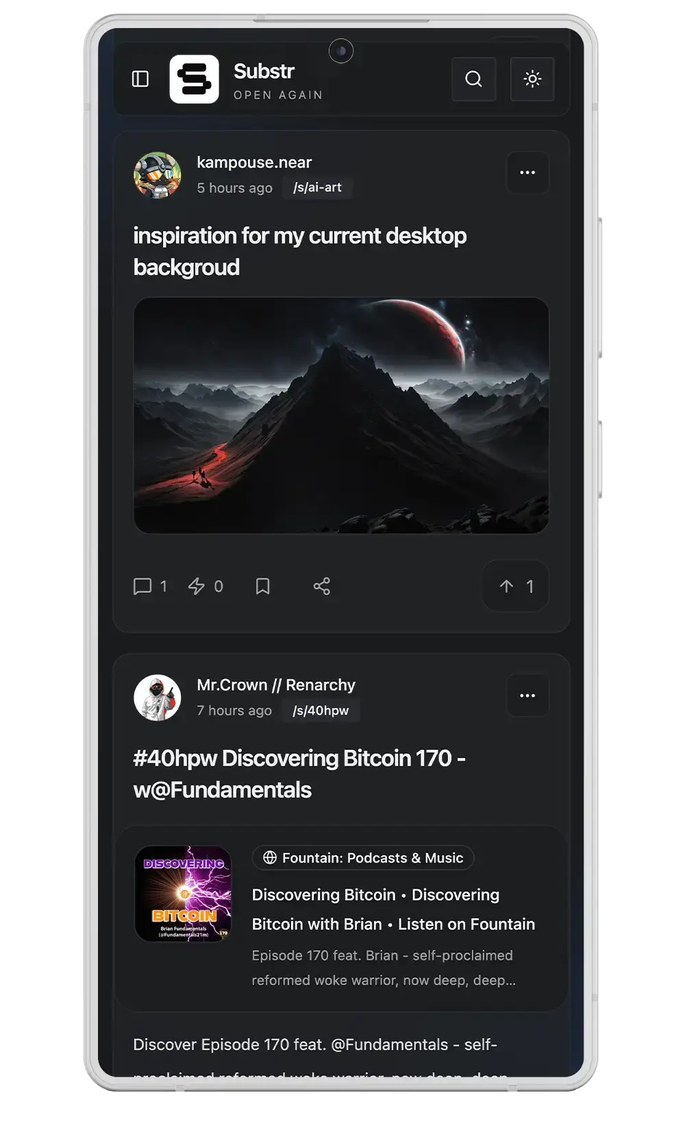 Substr about my feed mockup