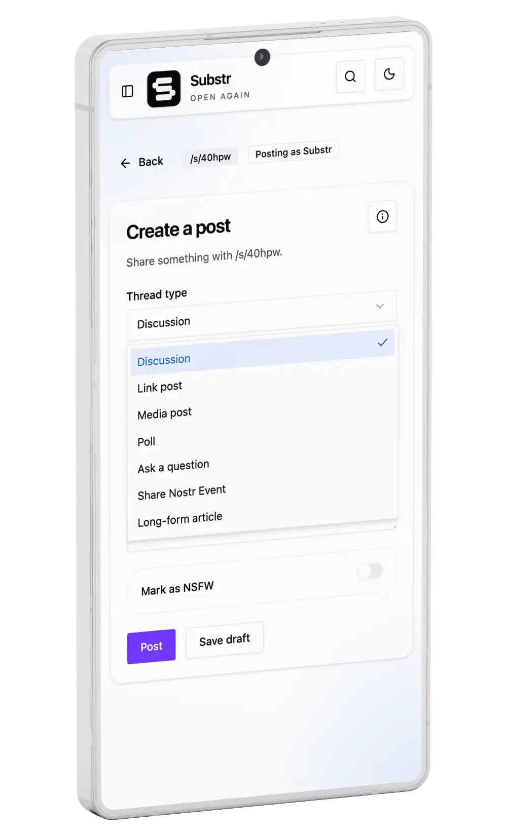 Substr about posting formats mockup